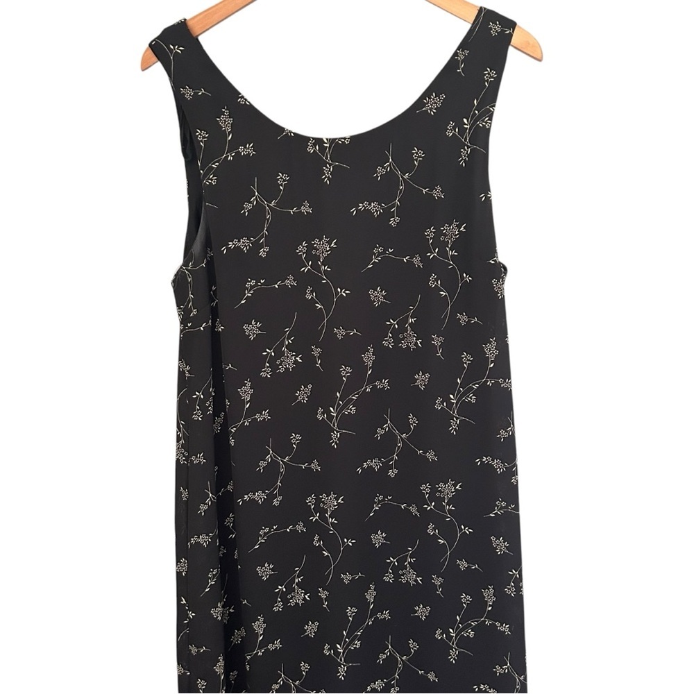 🌷 Vintage 90’s Black Floral Sleeveless Maxi Dress Jumper Size 16 - Picture 5 of 6